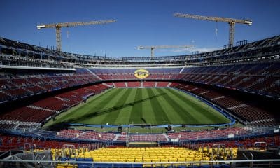 Aspecto del estadio Spotify Camp Nou durante la visita para periodistas que organizó el FC Barcelona el pasado 23 de septiembre. EFE/Alberto Estévez