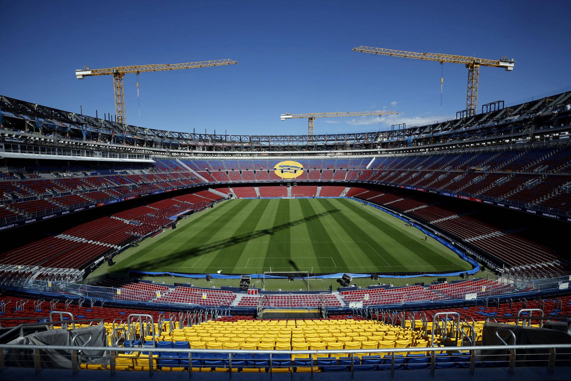 Aspecto del estadio Spotify Camp Nou durante la visita para periodistas que organizó el FC Barcelona el pasado 23 de septiembre. EFE/Alberto Estévez
