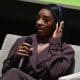 La medallista olímpica de Estados Unidos Simone Biles habla durante una charla llamada "El Poder de Creer" este miércoles, en la sede del Gobierno de la Ciudad de Buenos Aires (Argentina). EFE/Matías Martin Campaya