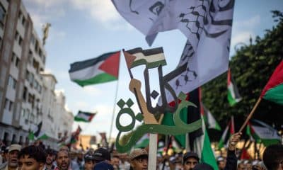 Personas participan en una manifestación en apoyo al pueblo palestino en Rabat, Marruecos EFE/EPA/JALAL MORCHIDI