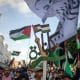 Personas participan en una manifestación en apoyo al pueblo palestino en Rabat, Marruecos EFE/EPA/JALAL MORCHIDI