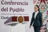 La presidenta de México, Claudia Sheinbaum, participa en una rueda de prensa este lunes, en Palacio Nacional de la Ciudad de México (México). EFE/José Méndez