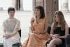 La cineasta mexicana Mayra Hermosillo (c) y las actrices Natalia Plascencia (i) y Aurora Davila (d), participan en una entrevista con EFE este miércoles, en el marco del Festival Internacional de Cine de Morelia (FICM) en Michoacán (México). EFE/Iván Villanueva