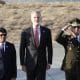 Fotografía cedida por Casa de Su Majestad el Rey que muestra al rey Felipe VI (c) a su llegada al aeropuerto internacional Alfredo Rodríguez Ballón este martes, en Arequipa (Perú). EFE/ Casa de Su Majestad el Rey