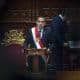El presidente interino de Perú, José Jerí Oré da un discurso tras jurar su cargo ante el Pleno del Congreso este 10 de octubre de 2025, en Lima, (Perú). EFE/ John Reyes Mejía