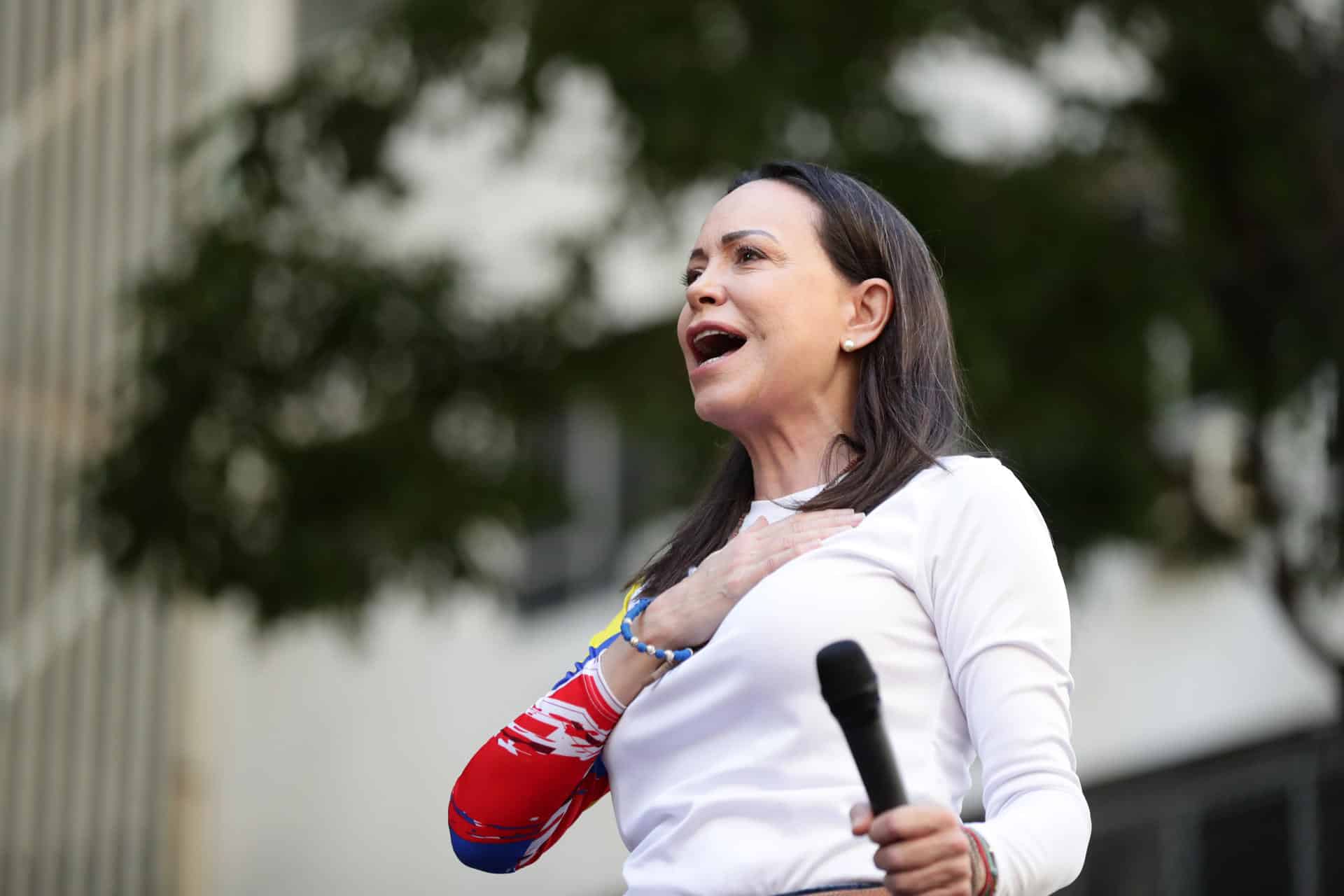 Fotografía de archivo de la líder opositora venezolana María Corina Machado. EFE/ Ronald Pena R.
