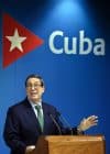 El canciller de Cuba, Bruno Rodríguez, habla en la sede del Ministerio de Relaciones Exteriores (Minrex) este miércoles, en La Habana (Cuba). EFE/ Ernesto Mastrascusa
