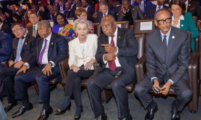 (L-D) Presidente de Colombia Gustavo Petro, Presidente de Angola Joao Lourenco, Presidenta de la Comisión Europea Ursula von der Leyen, Presidente de Sudáfrica Cyril Ramaphosa y Presidente de Ruanda Paul Kagame asisten al primer día del Foro Global Gateway en Bruselas, Bélgica, 09 de octubre de 2025. La segunda edición del foro tendrá lugar el 09 y 10 de octubre de 2025 en Bruselas. (Bélgica, Ruanda, Sudáfrica, Bruselas) EFE/EPA/OLIVIER MATTHYS