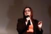 La cineasta mexicana Janette Juárez habla durante una rueda de prensa este jueves, en Ciudad de México (México). EFE/Alex Cruz
