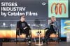 La directora francesa Julia Ducournau, ganadora de la Palma de Oro del Festival de Venecia en 2021 por 'Titane', junto al director del Festival de Sitges, Ángel Sala, durante la presentación de su nueva película 'Alpha', que abre la 58ª edición del Festival Internacional de Cine Fantástico de Sitges. EFE/Siu Wu