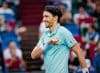 El tenista francés Arthur Rinderknech celebra después de ganar su partido de cuartos de final de individuales masculinos contra el canadiense Felix Auger-Aliassime en el torneo de tenis de Shanghai, China. EFE/EPA/ALEX PLAVEVSKI
