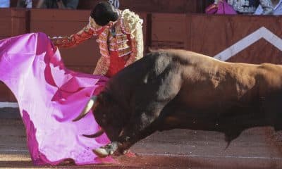 El diestro Emilio de Justo durante su faena en el segundo festejo de la Feria de Salamanca, con toros de Garcigrande, en la Plaza de toros La Glorieta. Fotografía de archivo. EFE/ JM García