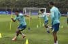 Jugadores de la selección nacional de Brasil en acción durante una sesión de entrenamiento en el Estadio Goyang en Goyang, provincia de Gyeonggi-do, Corea del Sur. Brasil se está preparando para un partido amistoso contra Corea del Sur en el Estadio Mundialista de Sangam en Seúl. EFE/EPA/JEON HEON-KYUN
