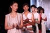 Una grupo de modelos fue captado este viernes, 10 de octubre, al lucir diseños de los estudiantes del Instituto de Alta Costura Diseño y Moda, durante un desfile del Asunción Fashion Week 2025, en Asunción (Paraguay). EFE/Juan Pablo Pino