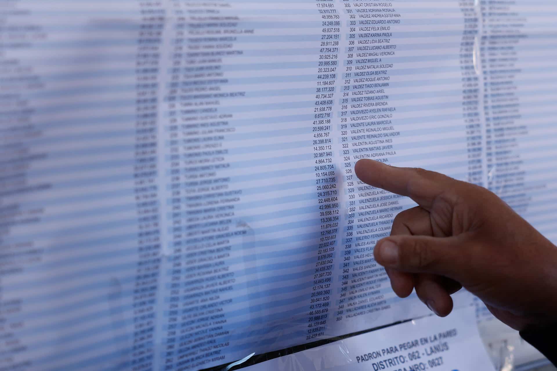 Fotografía de archivo de una persona buscando su puesto de votación, durante la jornada de elecciones legislativas, en provincia de Buenos Aires (Argentina). EFE/ Juan Ignacio Roncoroni
