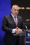 El el comisario europeo para las Asociaciones Internacionales, Josef Síkela, habla durante el VI Foro México-Unión Europea este jueves, en Ciudad de México (México). EFE/José Méndez