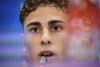 El centrocampista del FC Barcelona Fermín López, durante la rueda de prensa previa al partido contra Olympiakos , de la tercera jornada de la fase liga de la Liga de Campeones. EFE/ Alejandro García