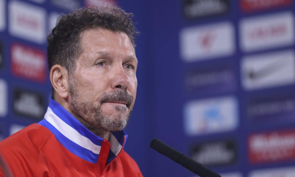 Diego Simeone, durante la rueda de prensa. EFE/ Víctor Lerena