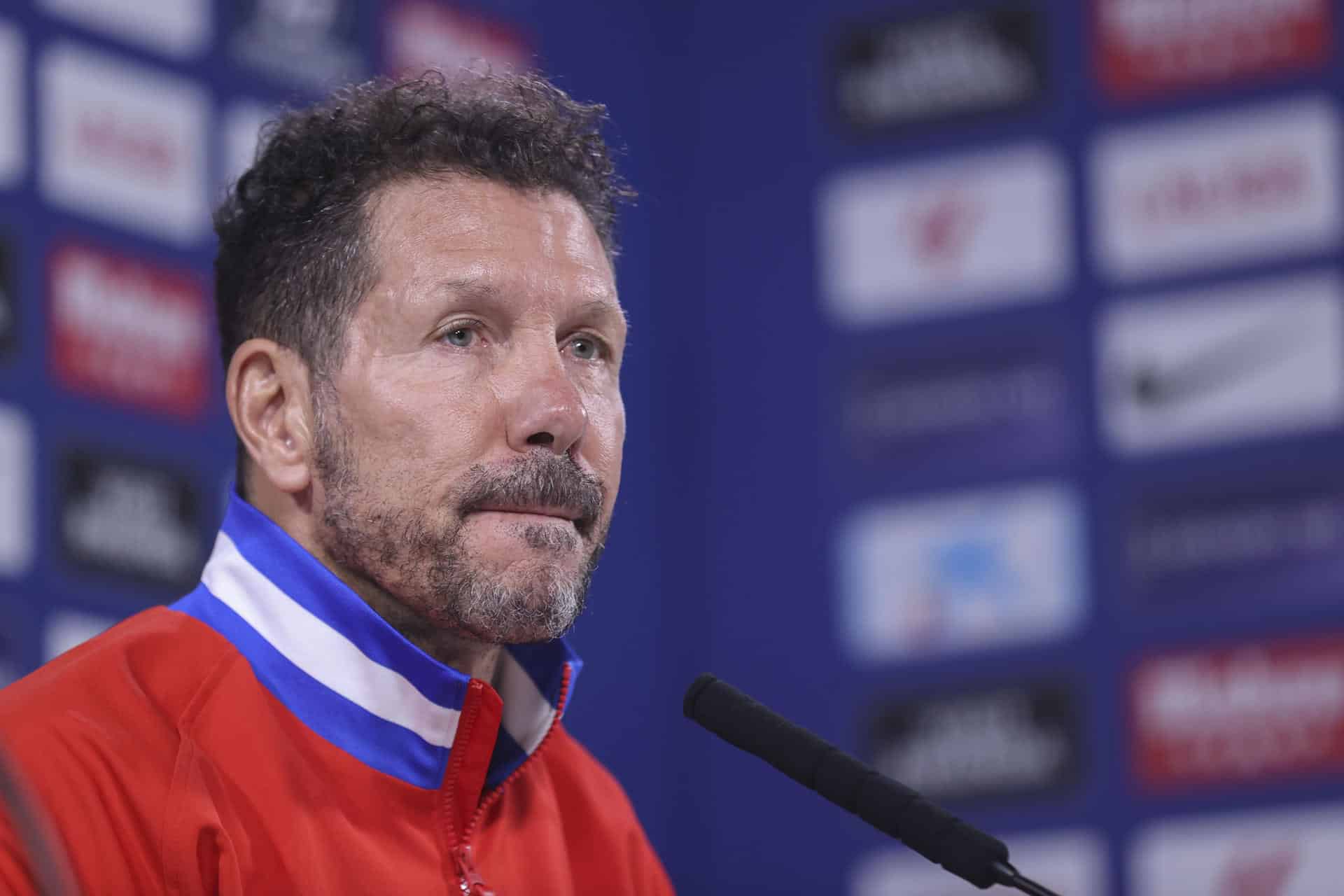 Diego Simeone, durante la rueda de prensa. EFE/ Víctor Lerena