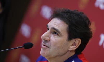 Aitor Karanka, director técnico de desarrollo y de la Selección española, durante la rueda de prensa ofrecida este miércoles en la Ciudad del Fútbol de Las Rozas. EFE/Javier Lizón