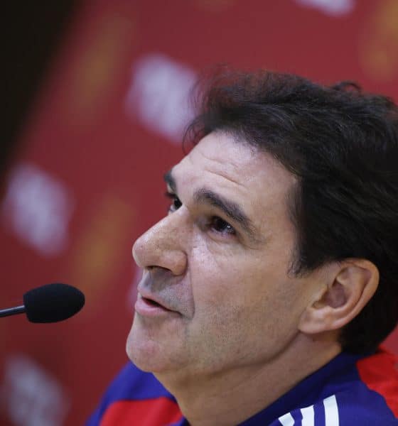 Aitor Karanka, director técnico de desarrollo y de la Selección española, durante la rueda de prensa ofrecida este miércoles en la Ciudad del Fútbol de Las Rozas. EFE/Javier Lizón