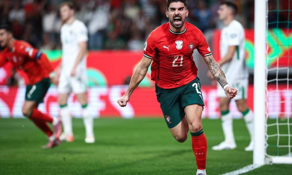 El jugador de Portugal Ruben Neves celebra el 1-0 durante el partido del Mundial 2026, correspondiente el grupo F, que han jugado Portugal e Irlanda en Lisboa. EFE/EPA/RODRIGO ANTUNES