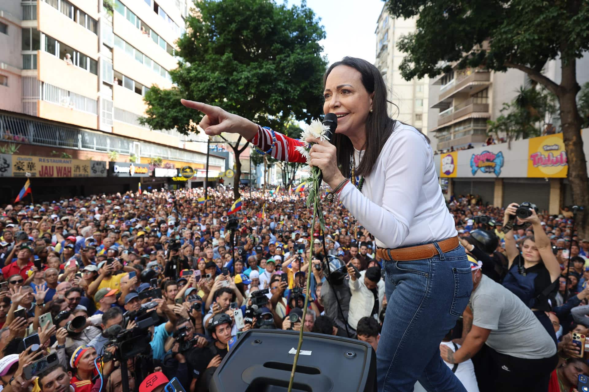 Fotografía de archivo de la líder opositora de Venezuela María Corina Machado. EFE/ Miguel Gutiérrez