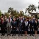 La canciller de Ecuador, Gabriela Sommerfeld (c-d), y su homólogo de Panamá, Javier Martínez Acha (c-i), posan junto a sus delegaciones este viernes, durante la II Reunión de Consultas Políticas entre Ecuador y Panamá. EFE/ José Jácome