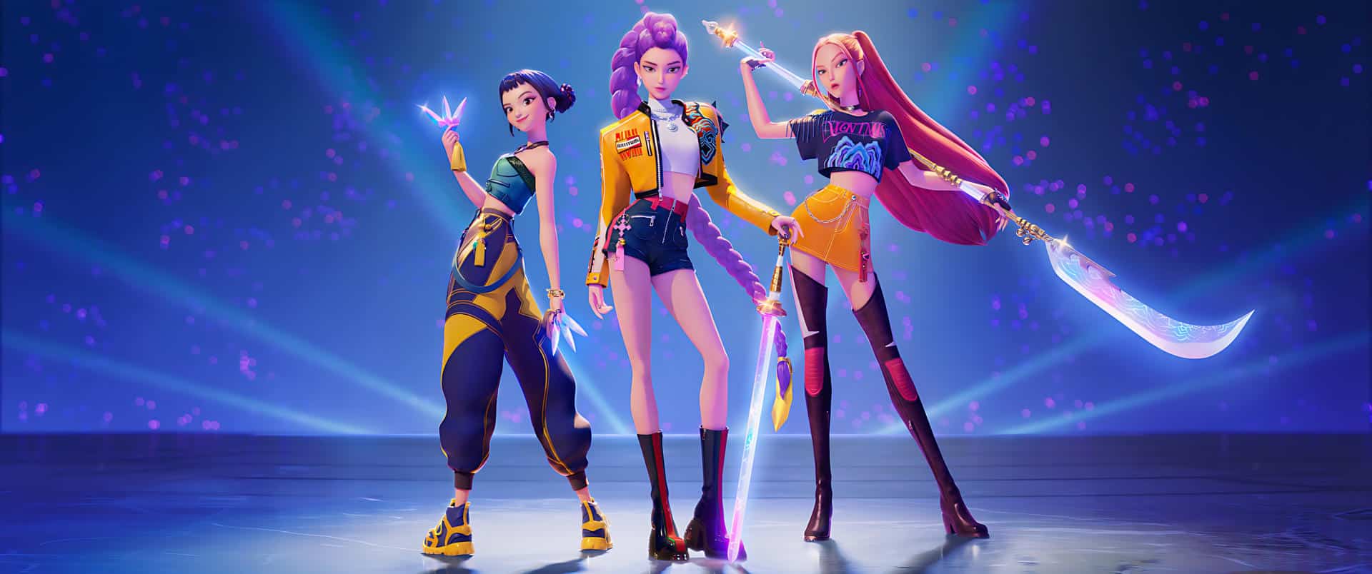Fotograma cedido por Netflix donde aparecen los personajes (de i a d) Zoey, Rumi y Mira de la serie de animación 'KPop Demon Hunters' ('Las guerreras k-pop'). EFE/Netflix /SOLO USO EDITORIAL /NO VENTAS /SOLO DISPONIBLE PARA ILUSTRAR LA NOTICIA QUE ACOMPAÑA /CRÉDITO OBLIGATORIO