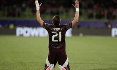 Tahiel Jiménez, de México, celebra un gol en el partido de octavos de final ante Chile del Mundial Sub-20. EFE/Adriana Thomasa