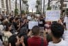 Cientos de manifestantes fueron captados este jueves, 9 de octubre, durante una protesta organizada por el colectivo autodenominado 'GenZ212', en Rabat (Marruecos). EFE/Jalal Morchidi