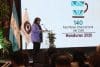 La ministra de la Secretaría de Agricultura y Ganadería de Honduras, Laura Suazo, habla en la inauguración la 140 edición de la Asamblea Internacional del Café este lunes, en San Pedro Sula (Honduras). EFE/ José Valle