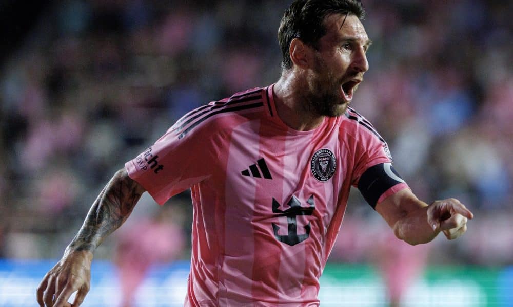Lionel Messi, del Inter Miami, celebra un gol ante el Nashville en el Chase Stadium en Fort Lauderdale, Florida. EFE/EPA/CRISTOBAL HERRERA-ULASHKEVICH