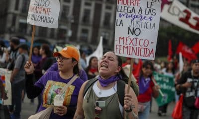 Una mujer grita consignas, durante una marcha como parte del Día Internacional de Eliminación de la Violencia contra la Mujer este martes, en Ciudad de México (México). EFE/ Isaac Esquivel