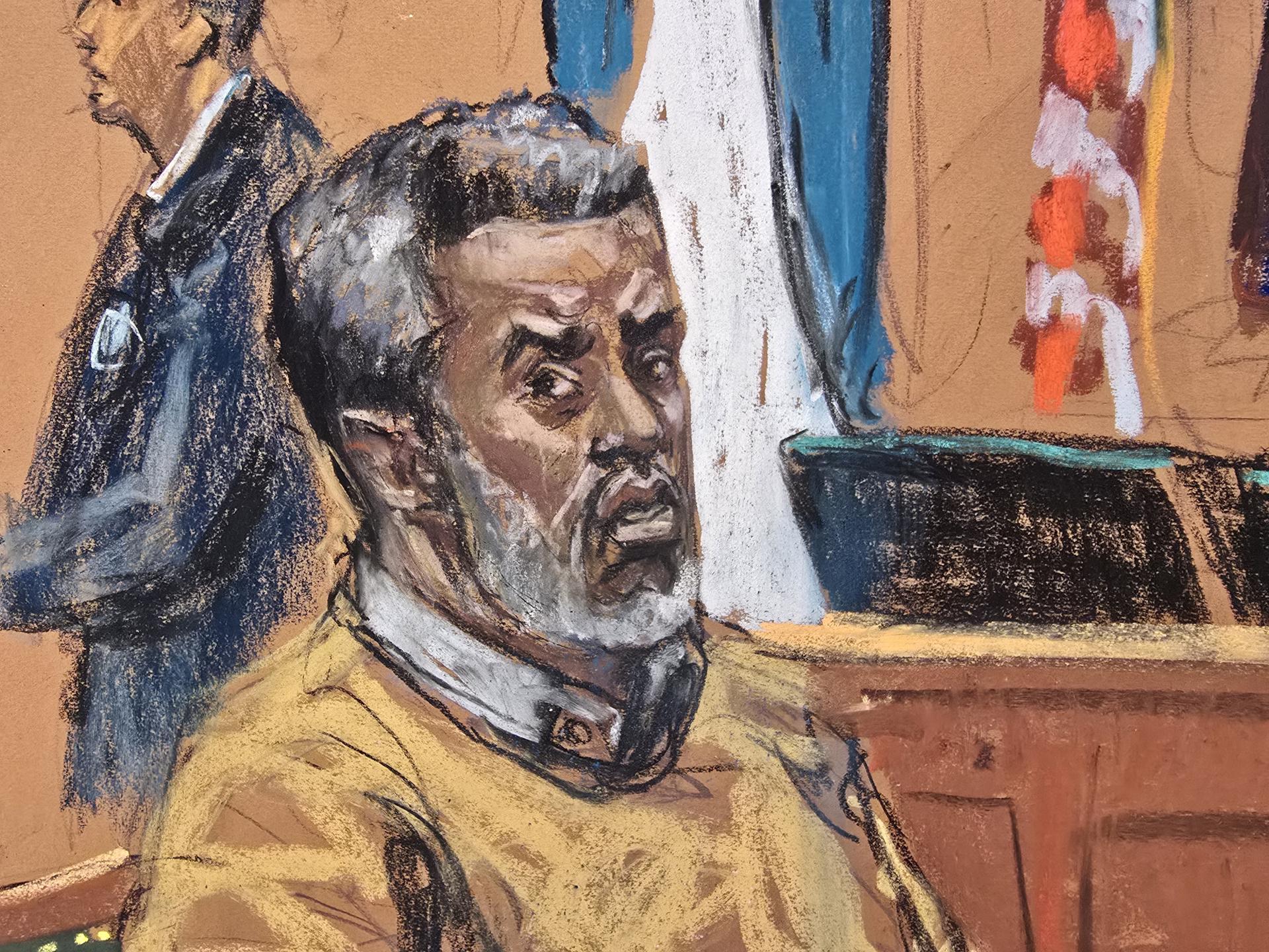 Fotografía de archivo de un dibujo realizado por la artista Jane Rosenberg donde aparece el rapero Sean Combs 'Diddy'. EFE/Jane Rosenberg