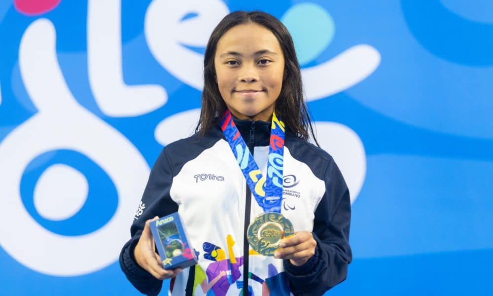 La colombiana Zharith Rodriguez, ganó el oro en la paranatación estilo libre de los Parapanamericanos Juveniles Chile 2025 en el centro acuático del Parque Estadio Nacional, en Santiago. EFE/Instituto Nacional de Deportes de Chile/SOLO USO EDITORIAL/NO VENTAS/SOLO DISPONIBLE PARA ILUSTRAR LA NOTICIA QUE ACOMPAÑA (CRÉDITO OBLIGATORIO)
