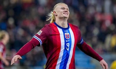 Erling Haaland celebra un gol con la selección noruega. EFE/EPA/Terje Pedersen