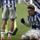 El centrocampista de la Real Sociedad Ander Barrenetxea celebra su gol, tercero del equipo vasco, durante el partido de la jornada 13 de LaLiga entre el Osasuna y la Real Sociedad, este sábado en El Sadar. EFE/Jesús Diges