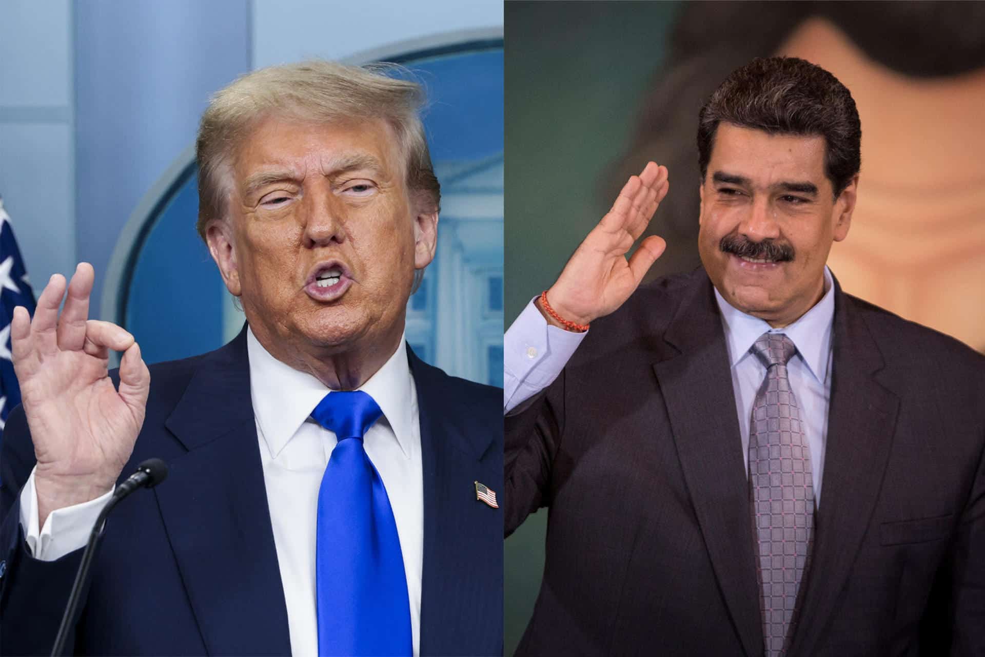 Combo de fotografías de archivo donde aparecen el presidente de Estados Unidos, Donald Trump (i), y el presidente de Venezuela, Nicolás Maduro. EFE/ Shawn Thew / Rayner Pena R / ARCHIVO