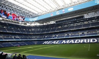 Vista del Bernabeu el pasado día 17 de enero cuando la Liga profesional de fútbol americano (NFL) anunció que los Miami Dolphins serán el 'equipo designado' (local) en el partido de ese campeonato que se disputará este año en el citado estadio. EFE/ Blanca Millez