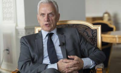 El jefe de la Sección de Trata de Personas y Tráfico de Migrantes de la Oficina de la ONU contra la Droga y el Delito (UNODC), Ilias Chatzis, habla durante una entrevista con EFE este martes, en Nueva York (EE.UU.). EFE/ Angel Colmenares