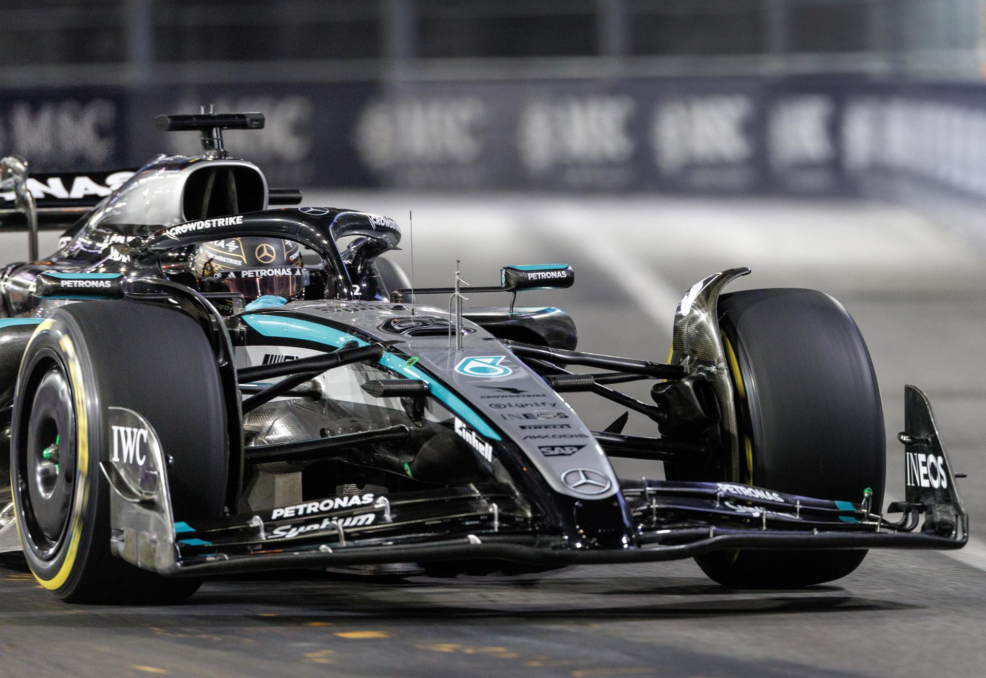 George Russell comandó la tabla de tiempos de la tercera sesión de los entrenamientos libres del GP de Las Vegas. EFE/EPA/CRISTOBAL HERRERA-ULASHKEVICH