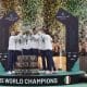 Los jugadores de Italia celebran el título de la Copa Davis en el Fiere Exhibition Centre de Bolonia, Italia. EFE/EPA/ELISABETTA BARACCHI