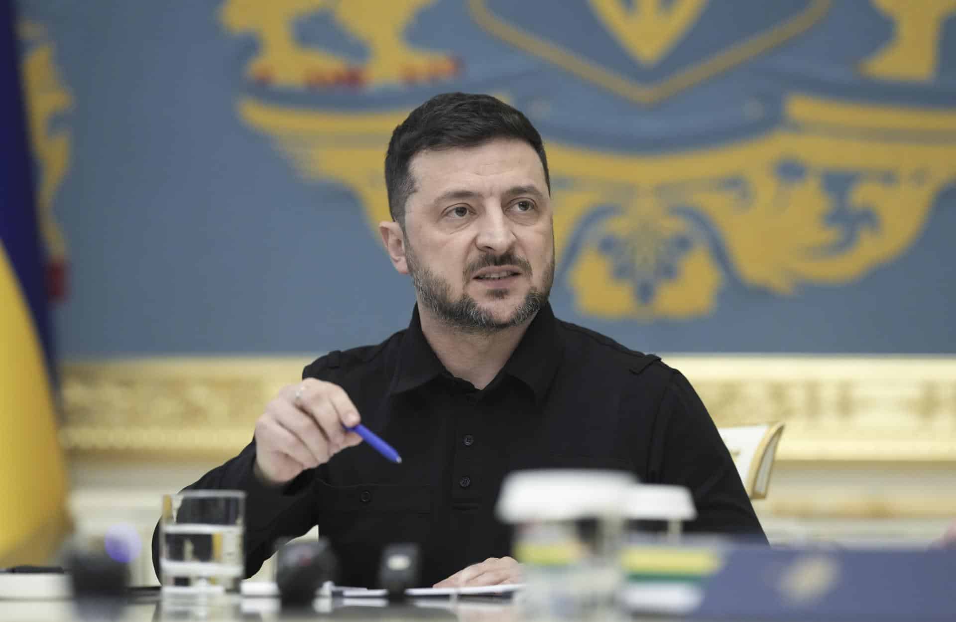 El presidente ucraniano, Volodímir Zelenski, el pasado 7 de noviembre durante un encuentro con periodistas en Kiev. EFE/EPA/STRINGER