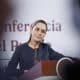 La presidenta de México Claudia Sheibaum, participa este jueves durante una rueda de prensa en Palacio Nacional de la Ciudad de México (México). EFE/Sáshenka Gutiérrez