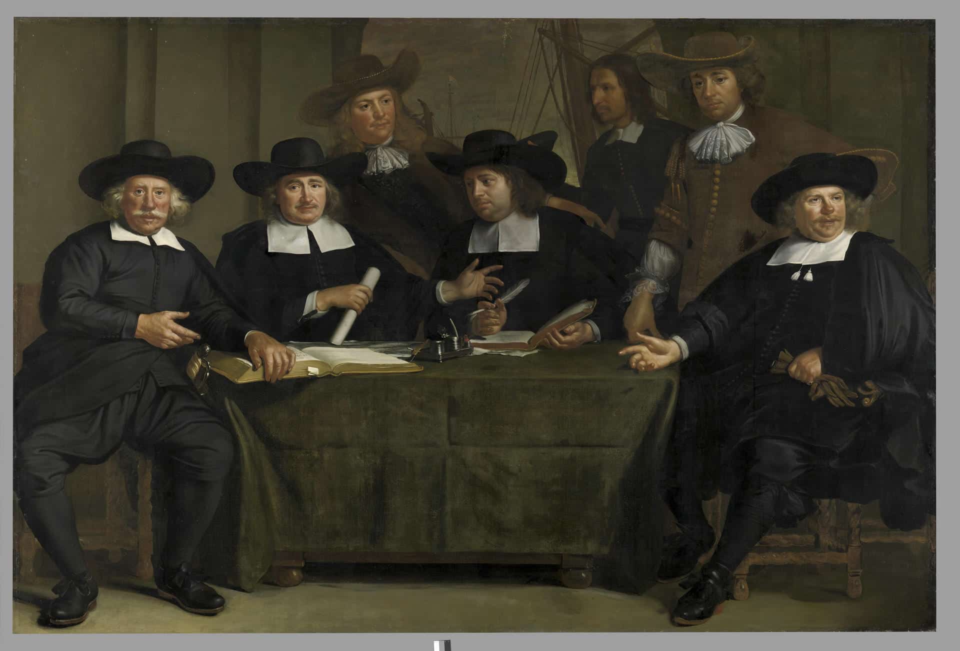 Un retrato colectivo del siglo XVII del pintor flamenco Wallerant Vaillant revela un tatuaje en la muñeca de uno de los funcionarios representados, un hallazgo que, según el Museo de Ámsterdam, convierte la obra en la imagen más antigua conocida de un tatuaje en la pintura de Europa Occidental, una práctica tabú entre los ciudadanos acomodados de la época. EFE/Monique Vermeulen/Museo De Ámsterdam/SÓLO USO EDITORIAL/SÓLO DISPONIBLE PARA ILUSTRAR LA NOTICIA QUE ACOMPAÑA (CRÉDITO OBLIGATORIO)