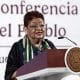 Fotografía de archivo fechada el 24 de marzo de 2025 que muestra a la antigua consejera jurídica de la Presidencia, Ernestina Godoy, durante una rueda de prensa en el Palacio Nacional, de Ciudad de México (México). EFE/ José Méndez