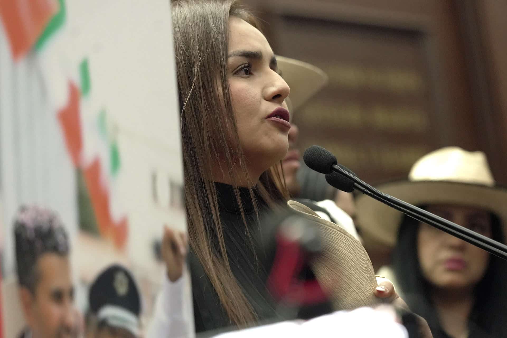 La viuda del alcalde Carlos Manzo, Grecia Quiroz, habla en un evento en el Congreso de la ciudad de Morelia en Michoacán (México). Imagen de archivo. EFE/ Iván Villanueva