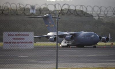 Fotografía de archivo de un Boeing C-17A de la Fuerza Aérea estadounidense, estacionado en el Aeropuerto Internacional de Panamá Pacífico, en Ciudad de Panamá (Panamá). EFE/ Bienvenido Velasco