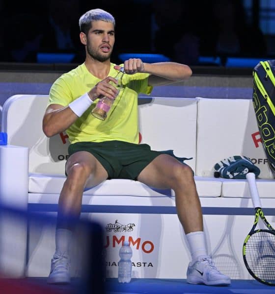 El español Carlos Alcaraz, número 1 del mundo, en la final de la Copa de Maestros. EFE/EPA/ALESSANDRO DI MARCO